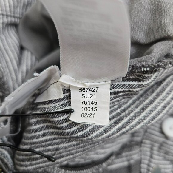 LOFT Women S Pinstripe Relaxed Linen Blend Casual Pants With Elastic Waist - Picture 8 of 13